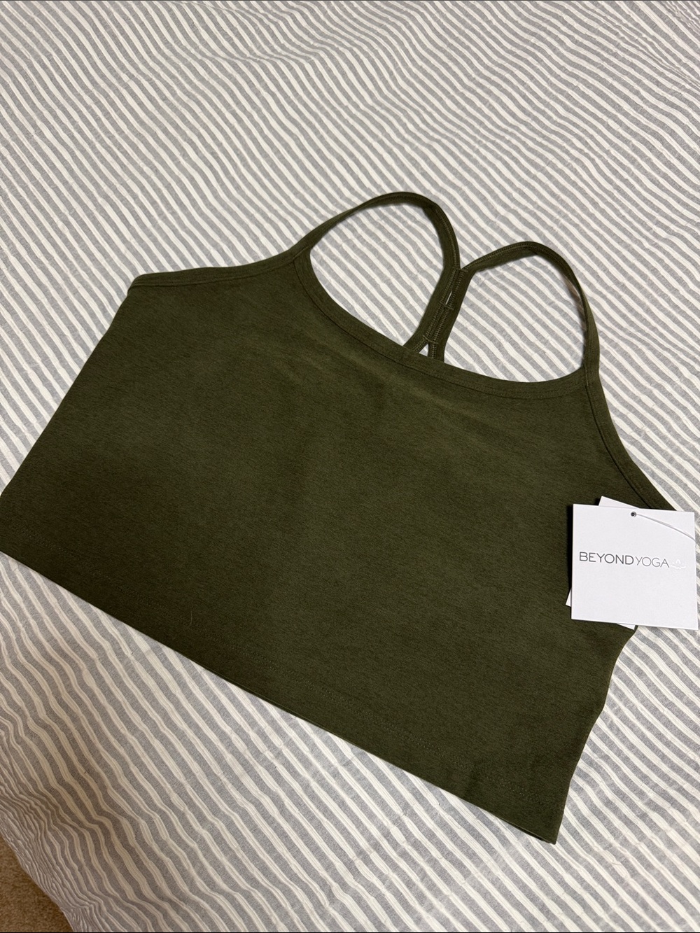 Beyond Yoga Olive Cropped Strappy Tank
